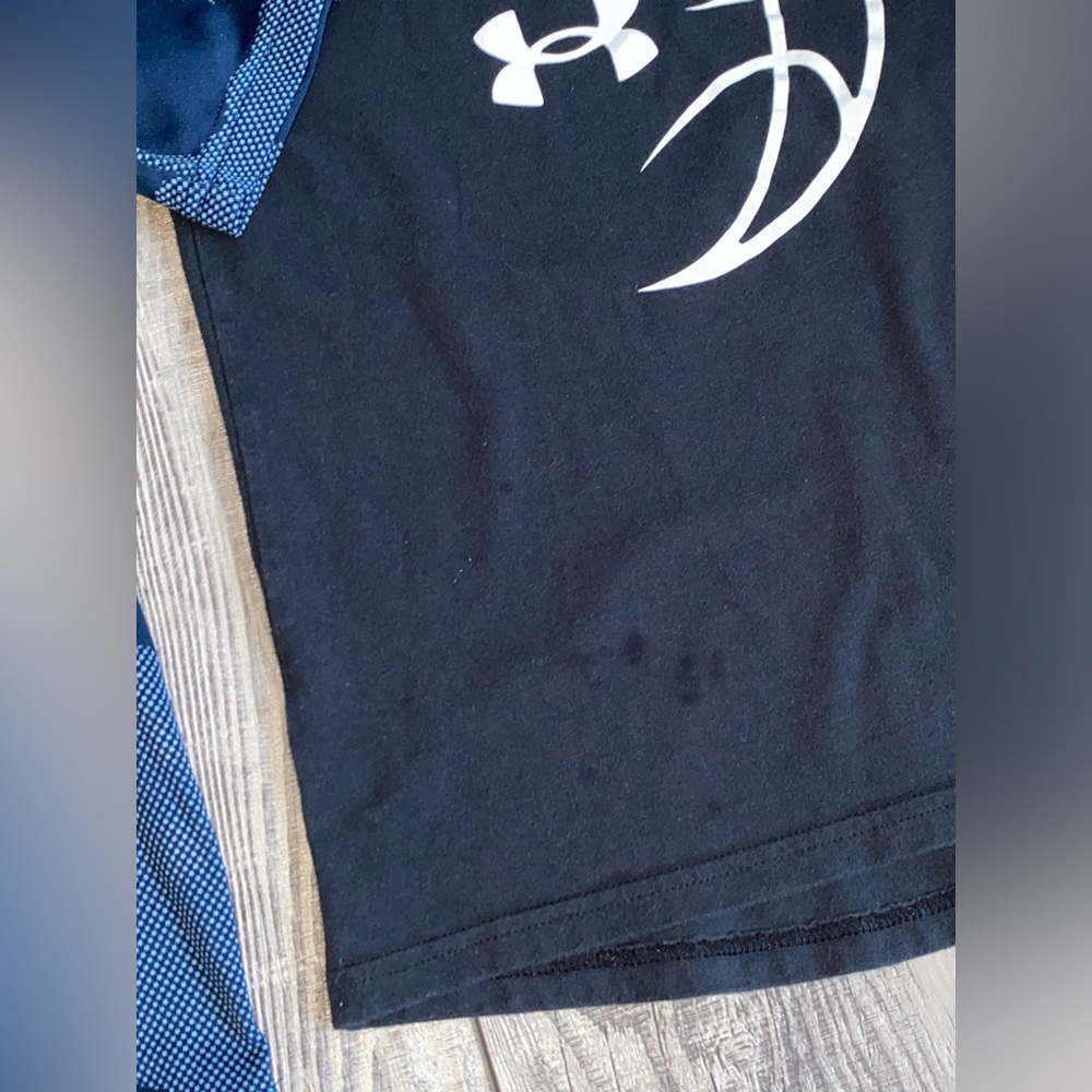 Under Armour Superman Black Basketball Navy Blue Camo Tee Bundle Lot YSM Boy’s 8 - Picture 5 of 8